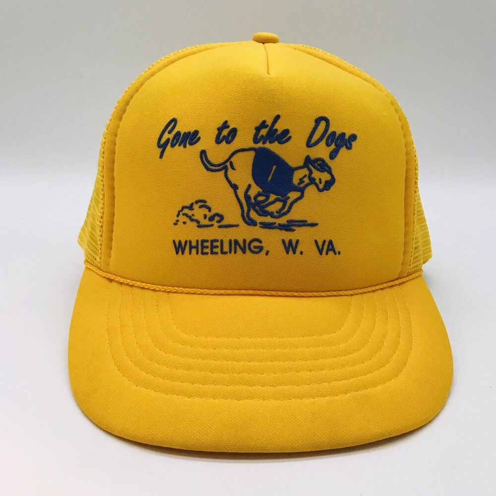 Vtg. Gone to the Dogs Wheeling WV Capital Foam Braid Snapback Mesh Trucker Hat